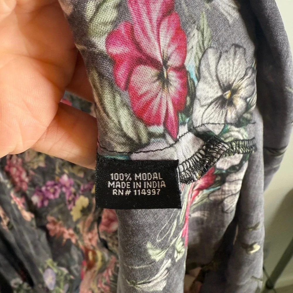 Feathers‎ by Tolani Floral Button Front Floral Print BOHO Midi Dress Small